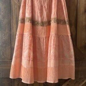 Catherine Malandrino Couture Vtg 90's Ruffle Tiered Maxi Skirt Boho Beaded